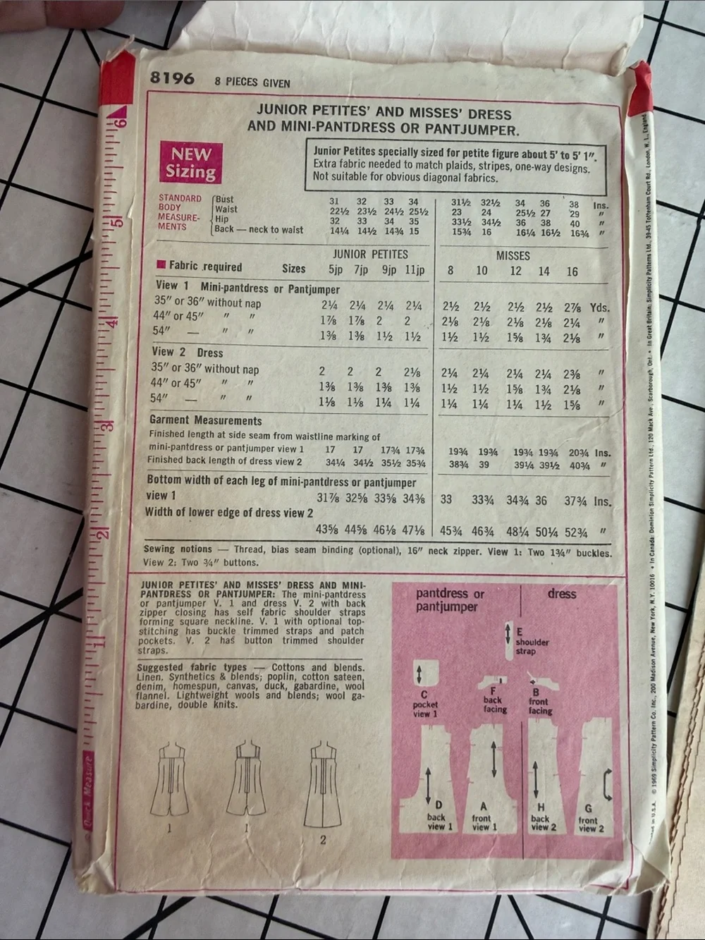 Lot of 3 Vintage Simplicity Sewing Patterns 8196 8694 8844 Complete Cut 1969-70